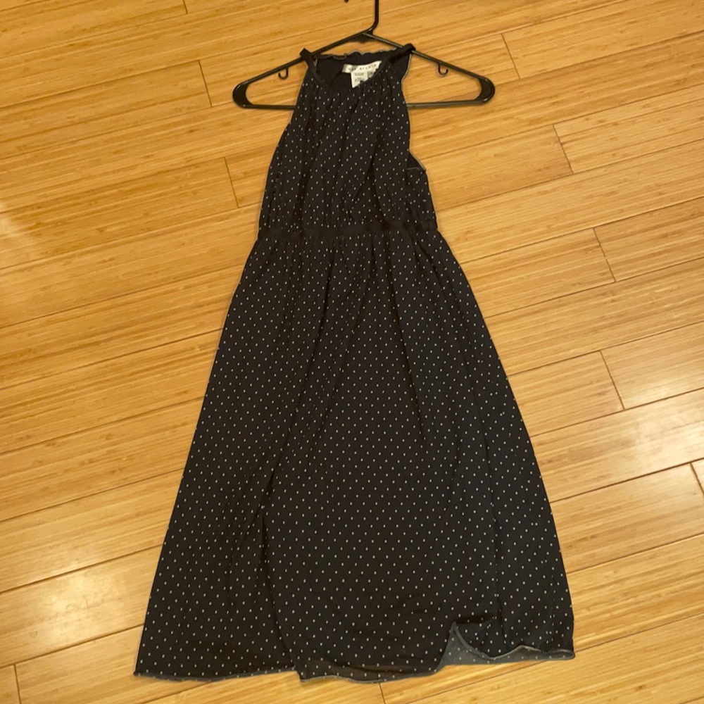 Used Max Studio Dress Size S (Dark Blue with Cream Polka Dots)